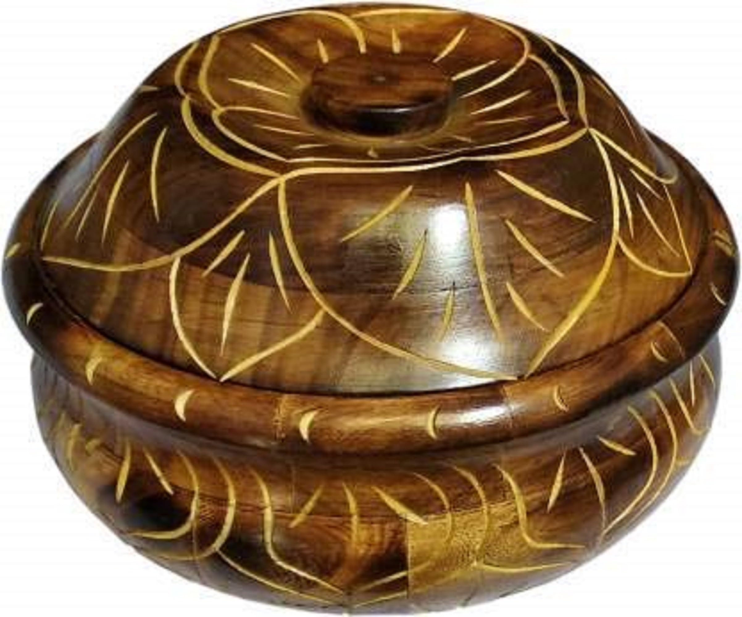 wooden flower design casserole/chapati box with steel for roti/chapati/snacks